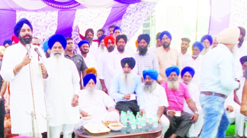 Bikram Singh Majithia and other leaders when Jathedar Puran Singh was inducted into the Shiromani Akali Dal