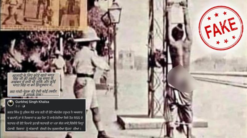 The person who is being flogged by British in the photo is not Bhagat Singh The person who is being flogged by British in the photo is not Bhagat Singh