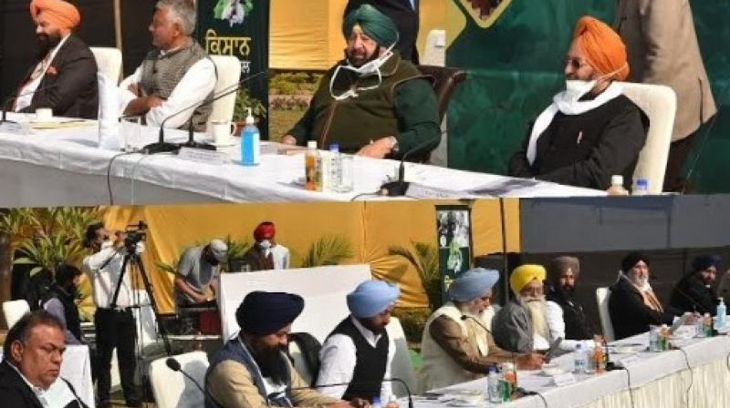 Captain Amarinder Singh chairing an All Party Meeting