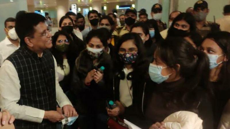  Indian students arrive at Mumbai Airport