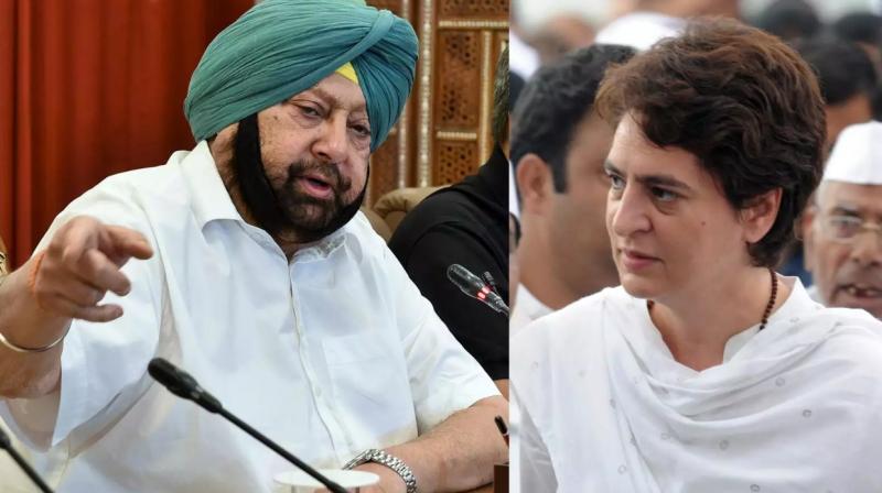 Captain Amarinder Singh and Priyanka Gandhi Captain Amarinder Singh and Priyanka Gandhi