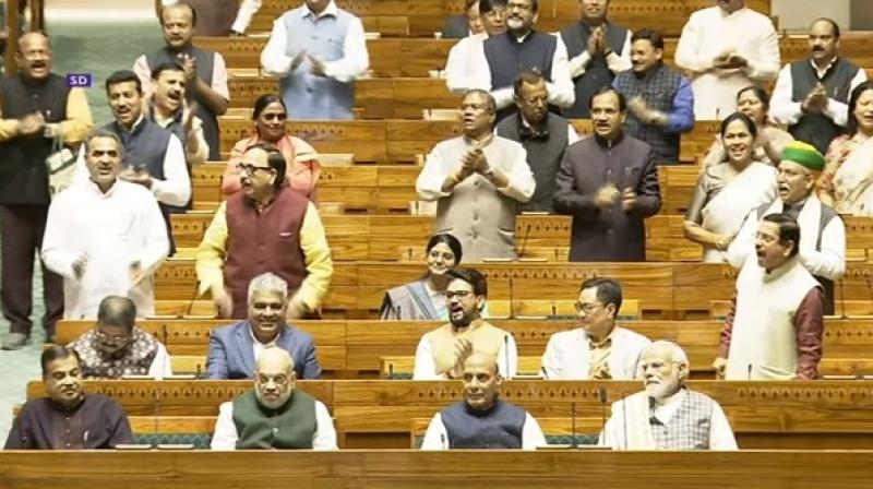 Parliament Winter Session BJP MPs raise slogans inside Parliament Parliament Winter Session BJP MPs raise slogans inside Parliament