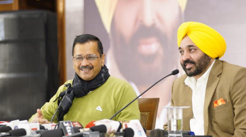 Arvind Kejriwal and Bhagwant Mann Arvind Kejriwal and Bhagwant Mann