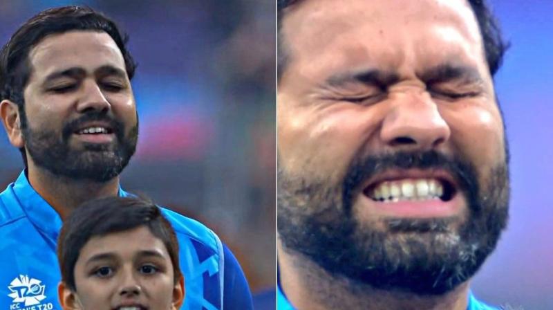 An emotional Rohit Sharma at the national anthem An emotional Rohit Sharma at the national anthem