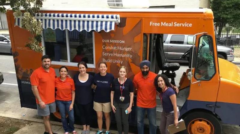 Sikh american sends out free food for people in need through seva truck Sikh american sends out free food for people in need through seva truck