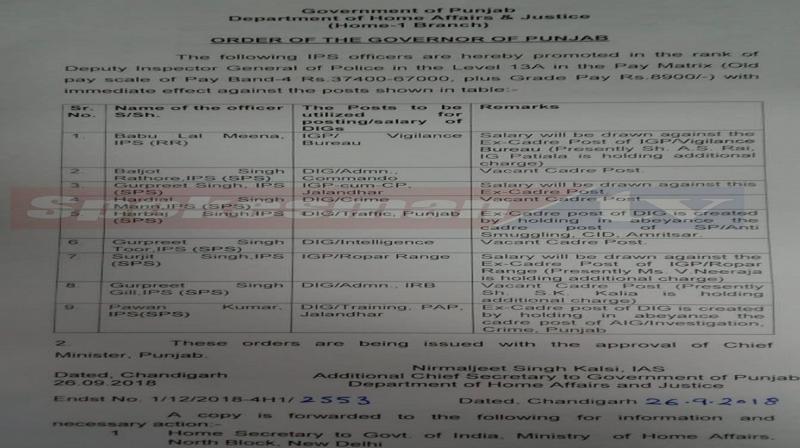 transfer of 9 IPS officers transfer of 9 IPS officers