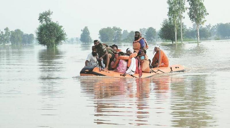 Rescue and relief operations continued in the flood affected areas by the military forces of the Western Command