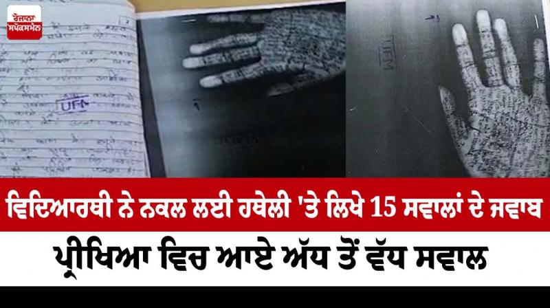 Answers to 15 questions written on the palm by the student for copying, more than half of the questions in the exam Answers to 15 questions written on the palm by the student for copying, more than half of the questions in the exam