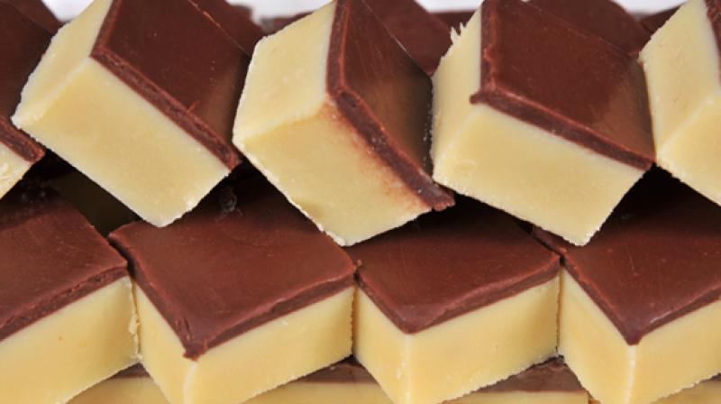 Two Layererd Chocolate Burfi Two Layererd Chocolate Burfi