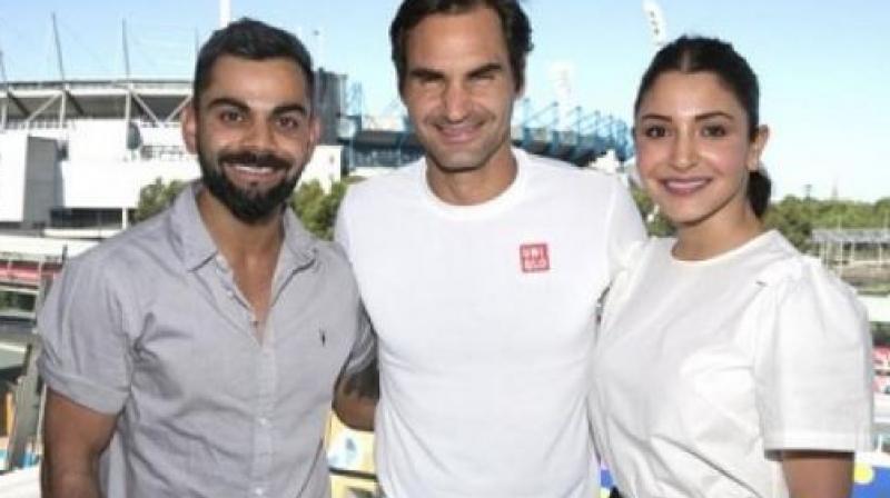 Federer with Virat and Anushka 