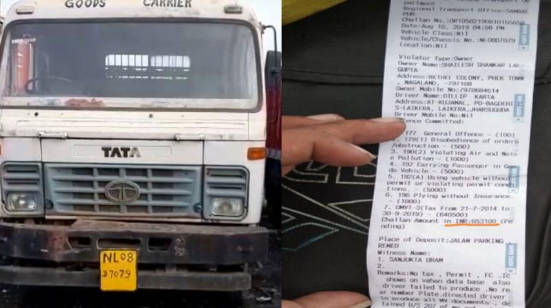 Odisha sambalpur traffic challan truck driver