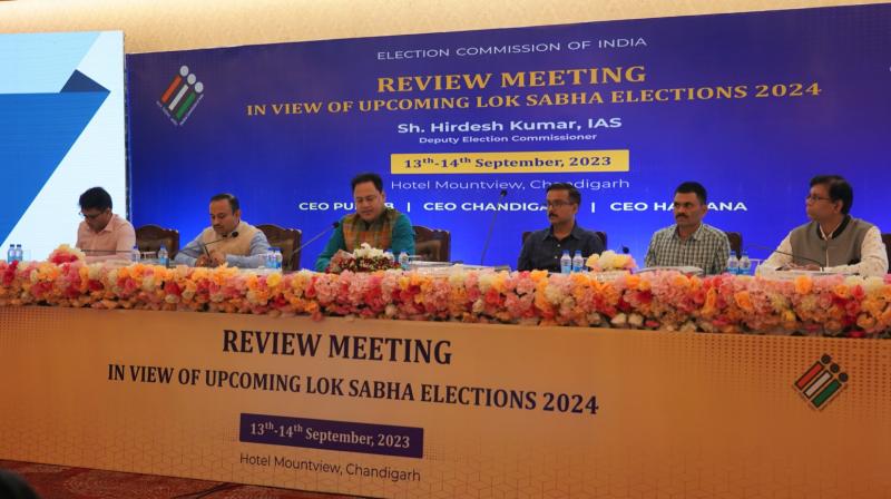 ECI HOLDS REVIEW MEETING WITH CEO PUNJAB AND DCS IN VIEW OF FORTHCOMING LOK SABHA POLLS ECI HOLDS REVIEW MEETING WITH CEO PUNJAB AND DCS IN VIEW OF FORTHCOMING LOK SABHA POLLS