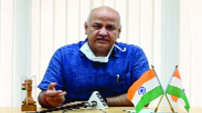 ਆਨਲਾਈਨ ਪੱਤਰਕਾਰ ਮਿਲਣੀ ਕਰਦੇ ਹੋਏ ਮਨੀਸ਼ ਸਿਸੋਦੀਆ ।  