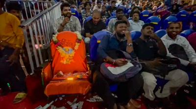 Hyderabad: A seat reserved for Lord Hanuman in a theatre where Prabhas-starrer "Adipurush" was screened, in Hyderabad, Friday, June 16, 2023. (PTI Photo)