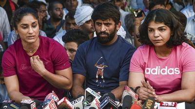 File Photo of Vinesh Phogat, Bajrang Punia and Sakshi Malik