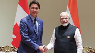 Indian Prime Minister Narendra Modi and Canadian Prime Minister Justin Trudeau