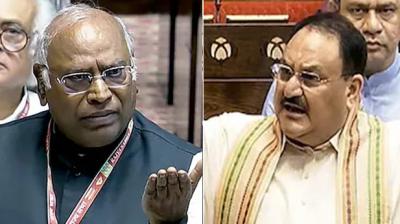 Mallkarjun Kharge and JP Nadda.