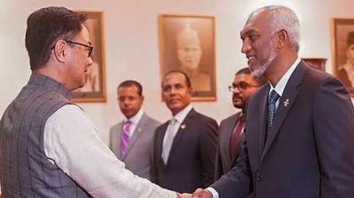 Maldives News : President of Maldives with Kiran Rijiju.