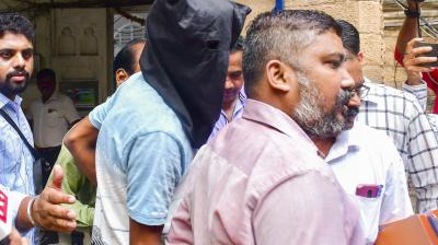 Mumbai: Accused Harish Balkram being produced at Esplanade court in Baba Siddiqui murder case, in Mumbai, Tuesday, Oct. 15, 2024. (PTI Photo)