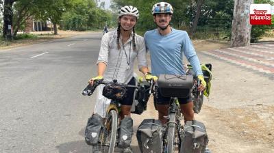 Couple from France, traveling 11 countries on bicycles, reaches Dera Baba Nanak Latest News in Punjabi