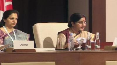 Sushma Sawraj in OIC meeting