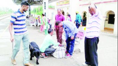 Police team checking at Railway Station