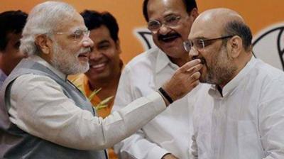 Narendra Modi  with Amit Shah
