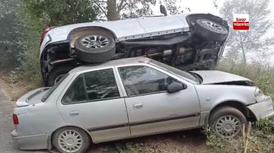 ਪਿੱਛੋਂ ਆ ਰਹੀ ਫੋਰਚੂਨਰ esteem ਗੱਡੀ ਦੇ ਉਪਰ ਚੜੀ