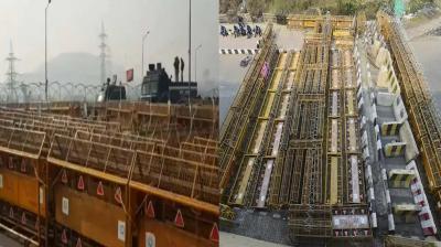 Heavy barricading at Ghazipur border