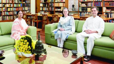 During the meeting with Rahul Gandhi and Sonia Gandhi, Mamata Banerjee