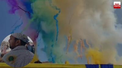 Firecrackers burst during Nagar Kirtan at Golden Temple