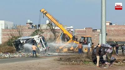 A tanker filled with petrol overturned in Kapurthala