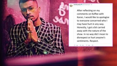 Hardik Pandya apologises