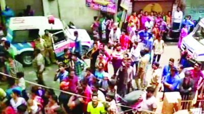  People Gathered Outside The School