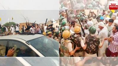 BJP Rajya Sabha member surrounded by farmers in Narnaund