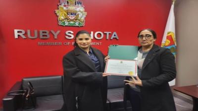 Davinder Kaur honored by Canada govt