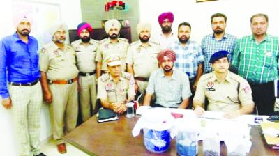 While giving information SSP Dhruv Dahiya with Baljinder Singh CIA staff Khanna