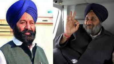 Sher Singh Ghubaya with Sukhbir Badal 