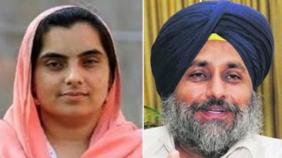 Baljinder Kaur with Sukhbir Badal 