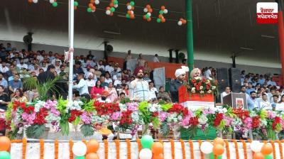 Cabinet Minister Dr. Ravjot Singh hoisted the tricolor at Multipurpose Sports Stadium Pathankot