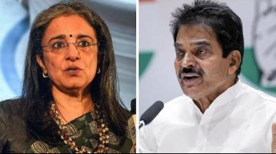 Sebi chairperson Madhabi Buch and Public Accounts Committee chairperson KC Venugopal 