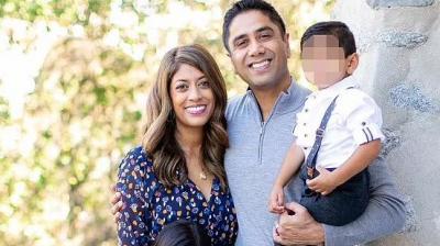 ਡਾ. ਧਰਮੇਸ਼ ਪਟੇਲ, ਅਪਣੀ ਪਤਨੀ ਨੇਹਾ ਤੇ ਬੱਚੇ ਨਾਲ।