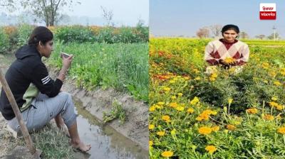 Amanjit Kaur of Kulrian village in Mansa district cultivates flowers