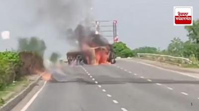 Chemical tanker catches fire on Jaipur-Ajmer highway, driver burnt alive