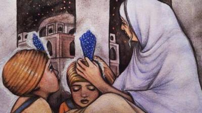 The month of Poh: the wind is blowing cold chest, mother is sitting and caressing her grandchildren with love...