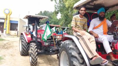 Tractor march being taken out by farmers on the occasion of Independence Day