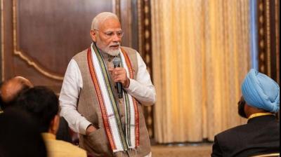 ਪ੍ਰਧਾਨ ਮੰਤਰੀ ਅਮਰੀਕਾ ਵਿਖੇ ਸਿੱਖ ਭਾਈਚਾਰੇ ਮੀਟਿੰਗ ’ਚ ਸੰਬੋਧਨ ਕਰਦੇ ਹੋਏ 