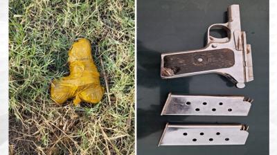 1 pistol and 2 magazines recovered from fields in border village Dal