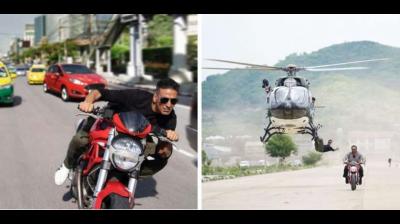 Akshay helicopter stunt in Bangkok
