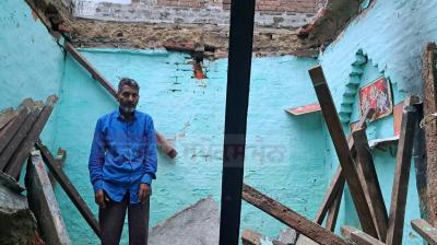 Roof of house collapsed due to heavy rain